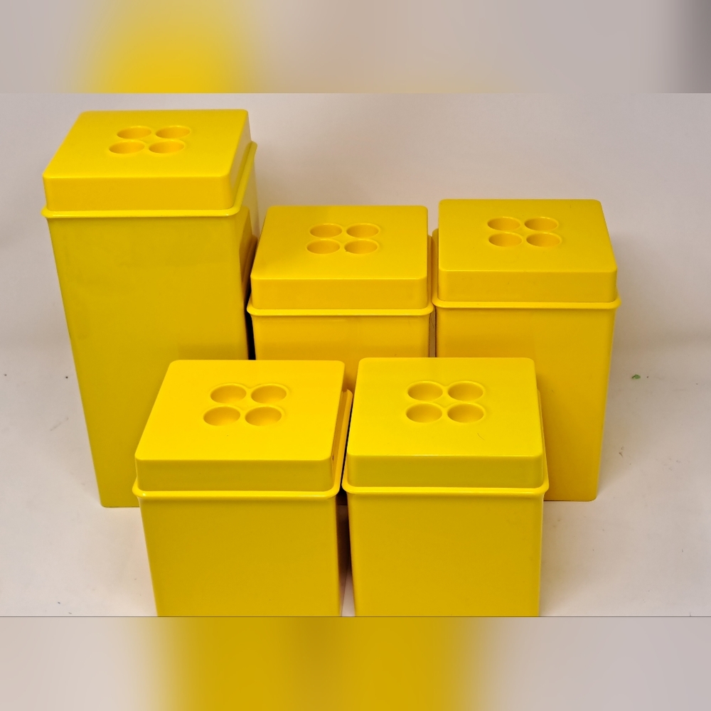 Vintage Dansk Gourmet Design Yellow Canister Set